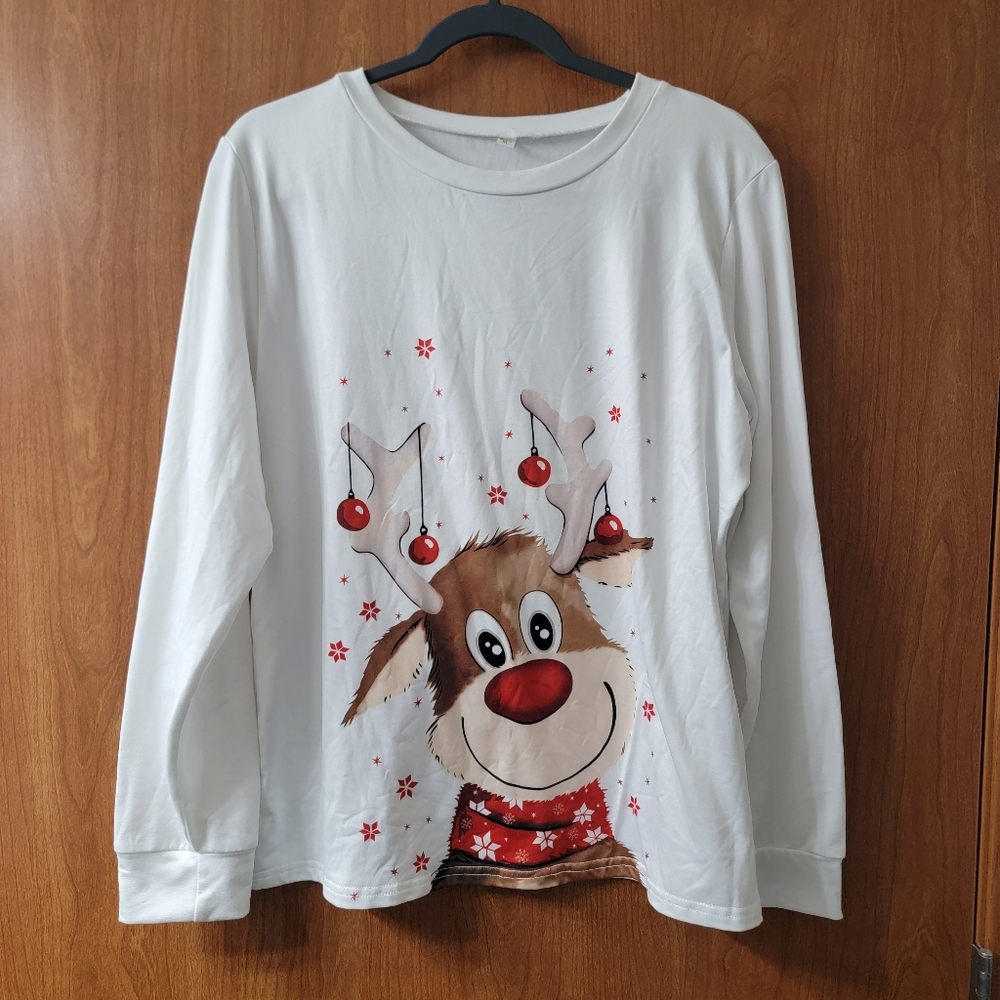 2 PC Amazon Christmas Winter Reindeer Long Sleeve Pajama Shirt And Pants XL
